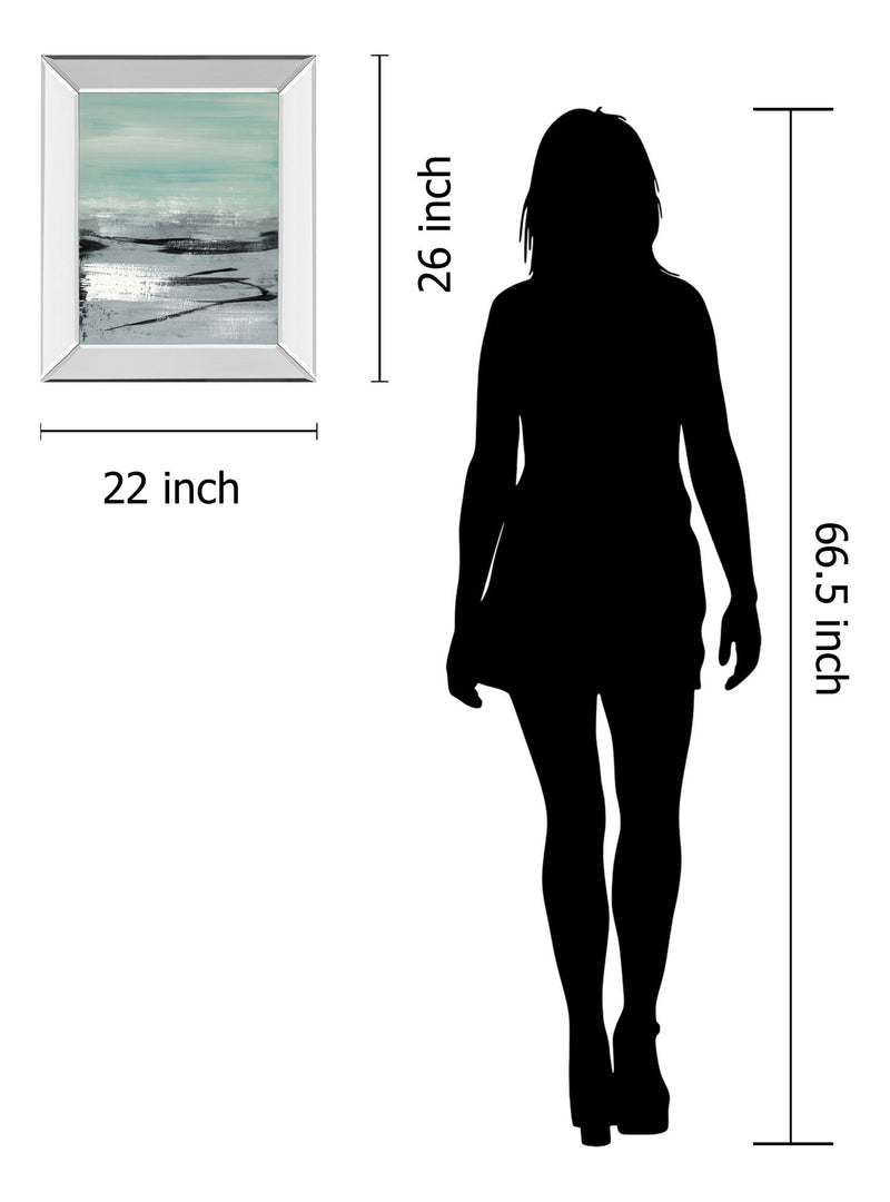 Beach Il By Heather Mcalpine - Mirror Framed Print Wall Art - Light Blue
