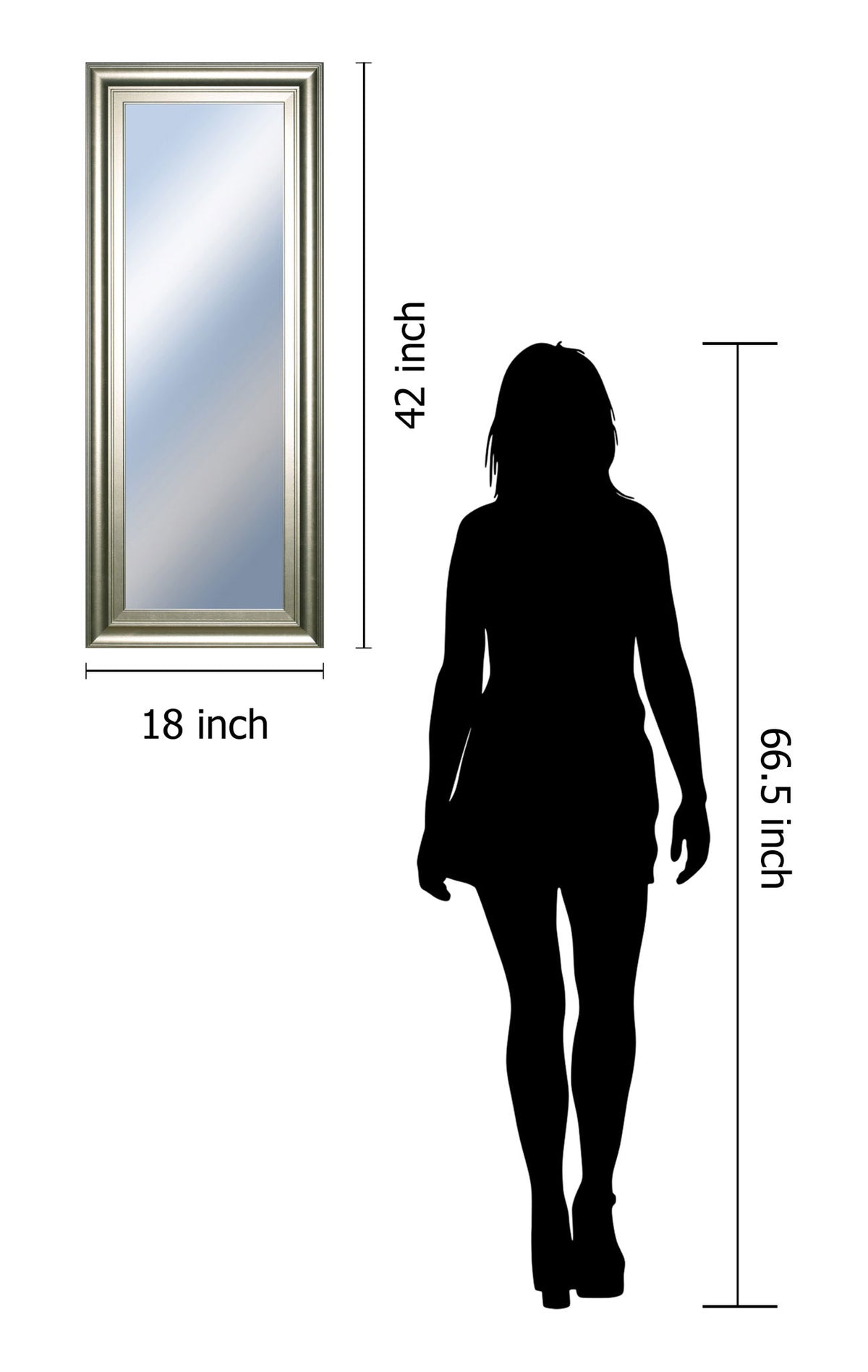 18x42 Decorative Framed Wall Mirror By Classy Art Promotional Mirror Frame #42 - Silver