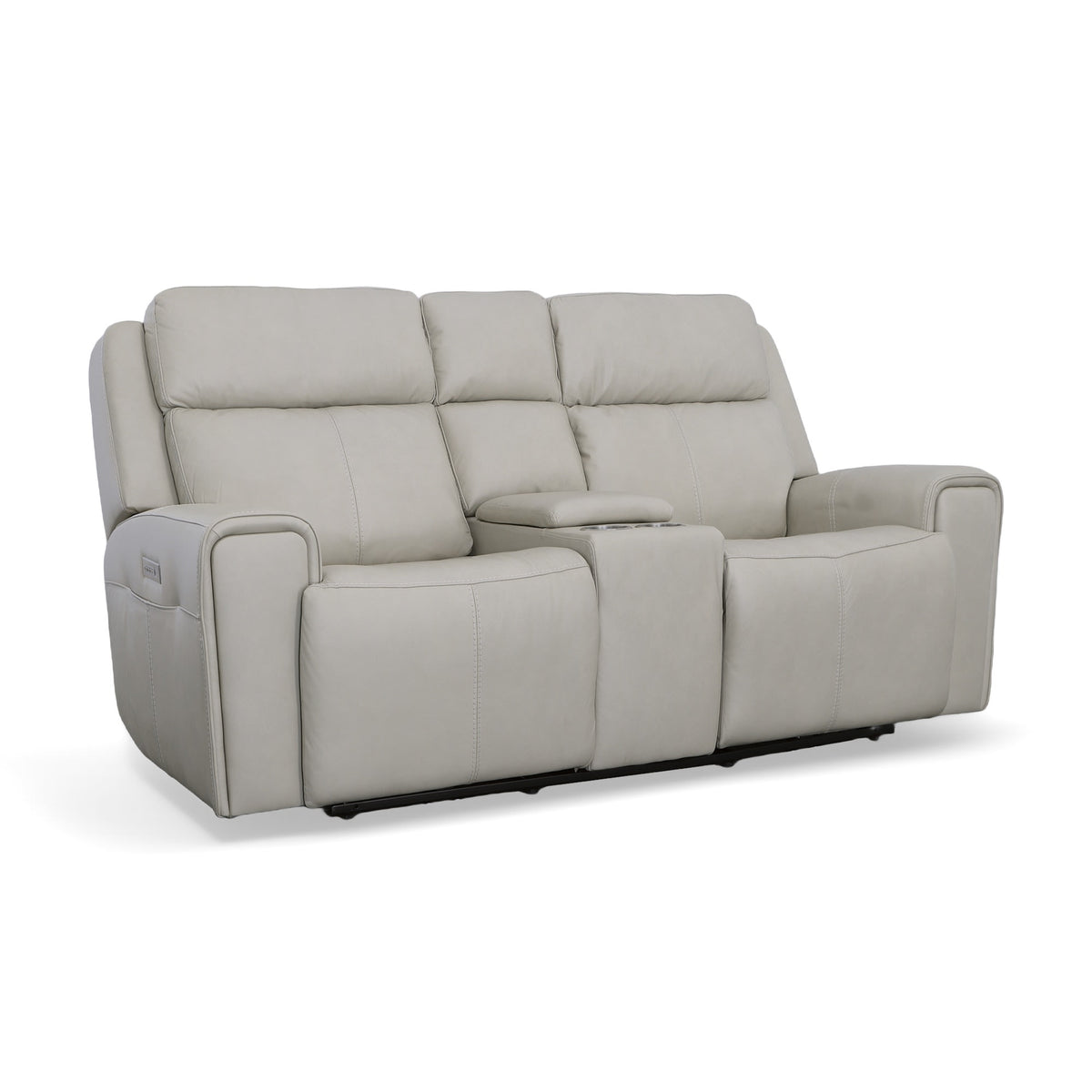 Flexsteel Barnett Power Reclining Loveseat with Console, Power Headrests & Lumbar