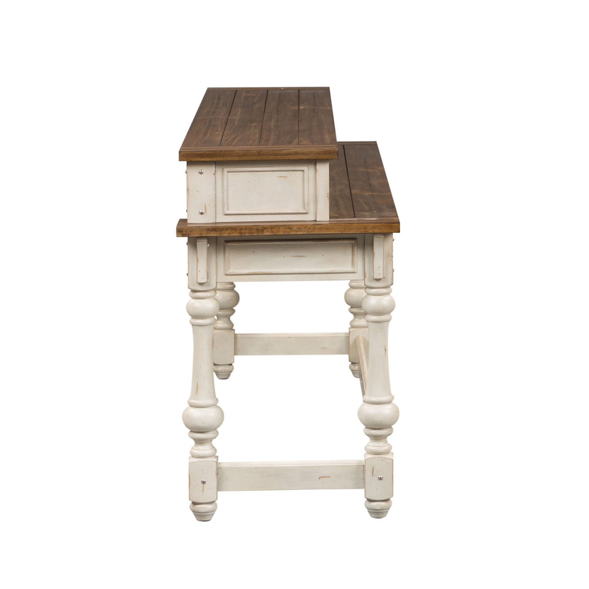 Morgan Creek - Console Bar Table - Antique White / Wirebrushed Tobacco Accents