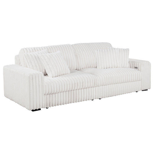 Jacana Corduroy Upholstered Dual Power Chaise Sofa Ivory