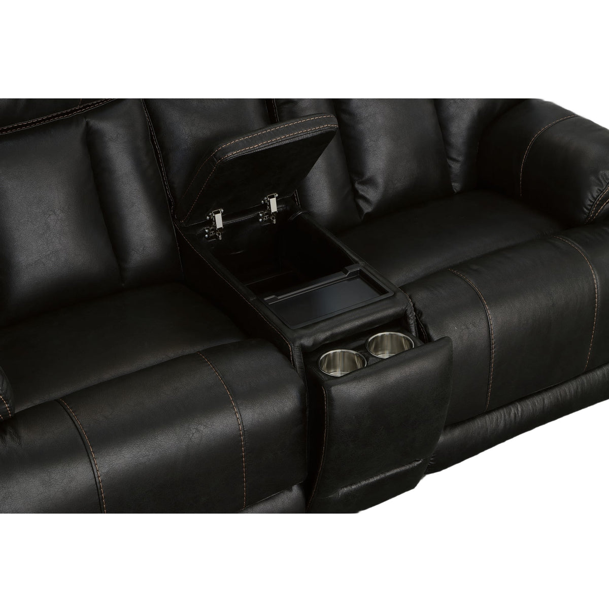 Flexsteel Clive Power Reclining Loveseat with Console, Power Headrests & Lumbar