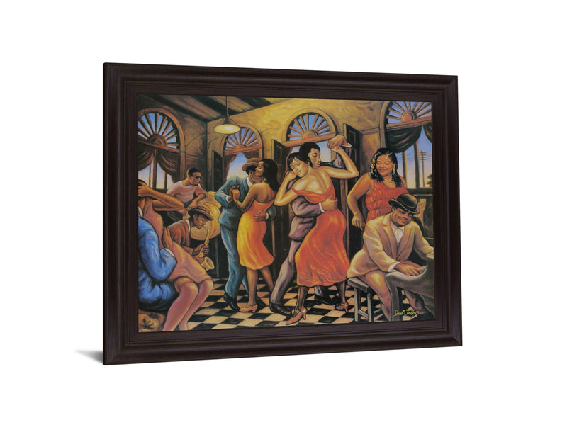 Jazzy Scarlet Soirée - 28" x 34" Framed Wall Art - Beige