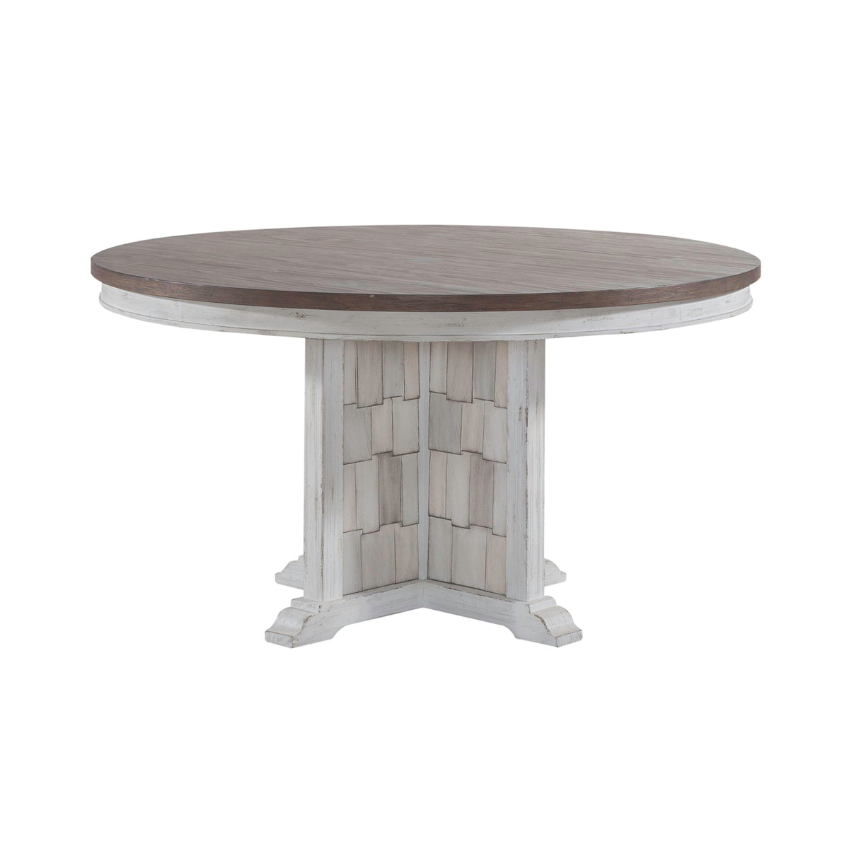River Place - Pedestal Table - Riverstone White & Tobacco