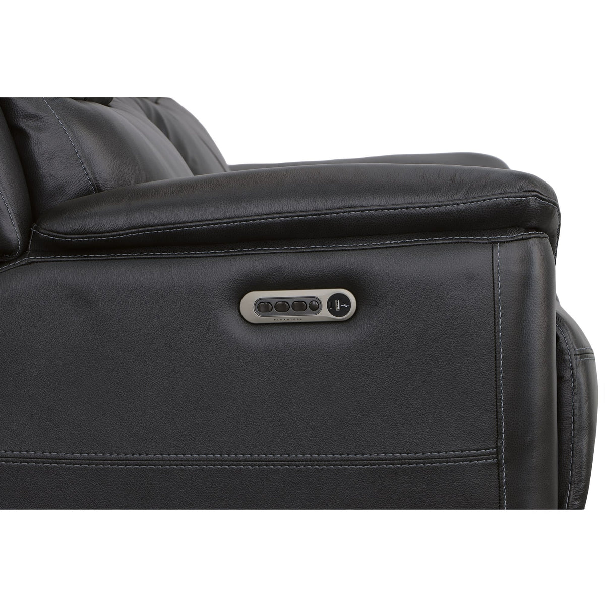 Flexsteel Crew Power Reclining Loveseat with Console, Power Headrests & Lumbar
