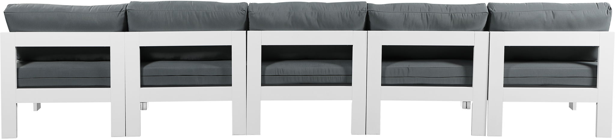 Nizuc - Outdoor Patio 5 Seat Modular Armless Sofa With White Frame