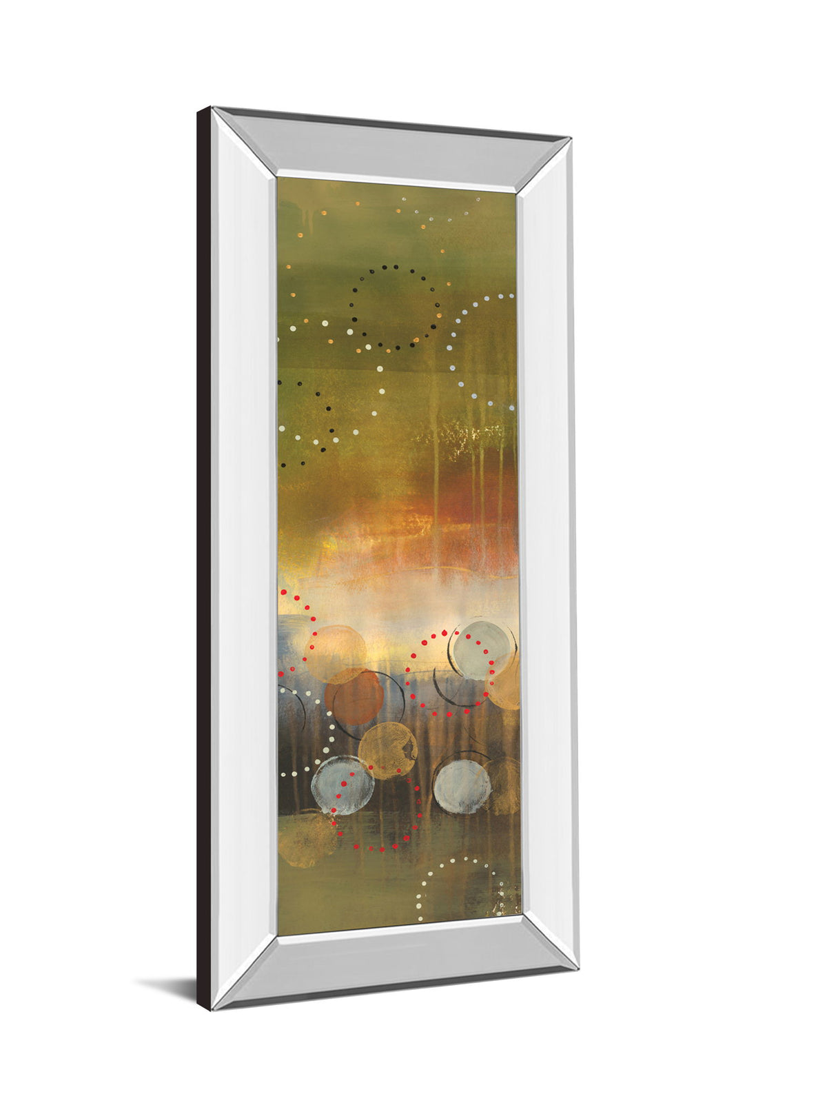 Circles In Panel I By Jeni Lee - Mirror Framed Print Wall Art - Light Brown