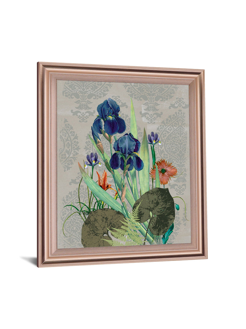 Mystic Iris Garden - 28" x 34" Framed Wall Art - Gray