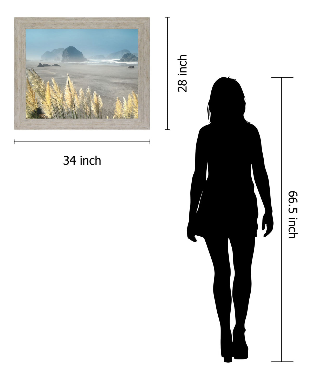 Golden Reeds Vista - 28" x 34" Framed Wall Art - Beige