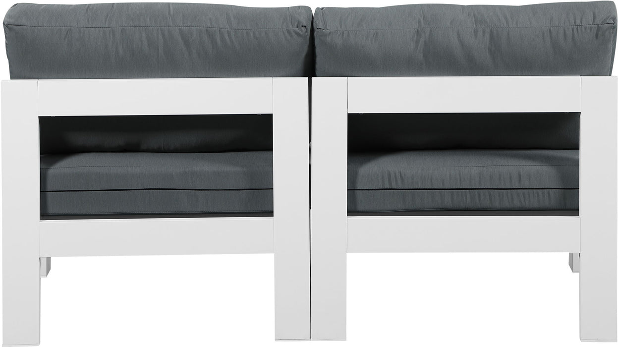 Nizuc - Outdoor Patio 2 Seat Armless Modular Sofa With White Frame