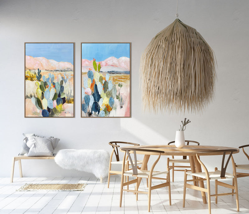 Desert Blush II Hand-Embellished Canvas In Frame - Natural / Pink