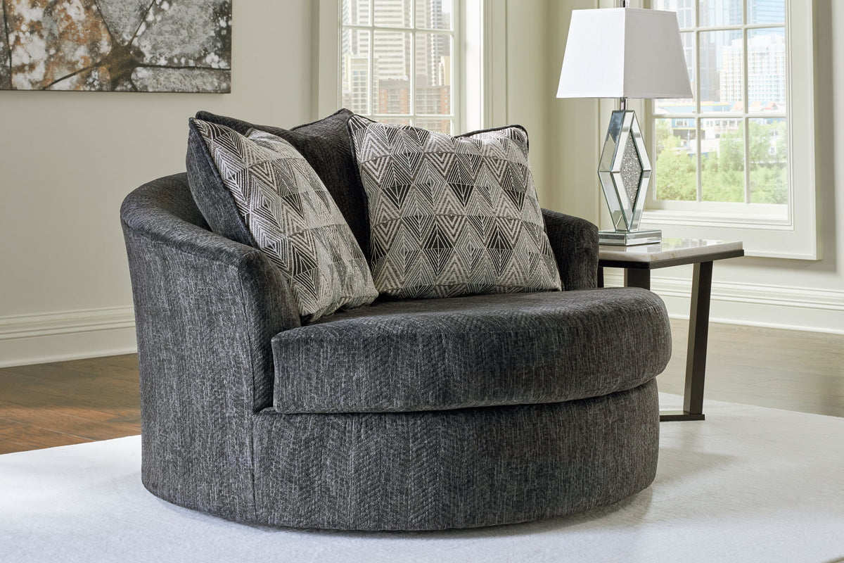 Biddeford - Oversized Swivel Accent Chair - Shadow