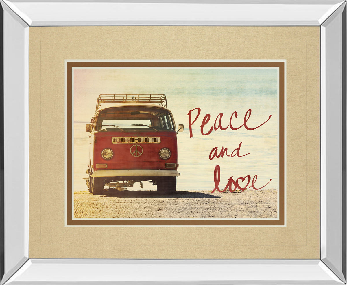 Peace And Love By Gail Peck - Mirror Framed Print Wall Art - Beige