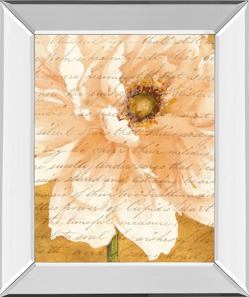 Beautiful Cream Peonies Script Il By Patricia Pinto - Mirror Framed Print Wall Art - Gold