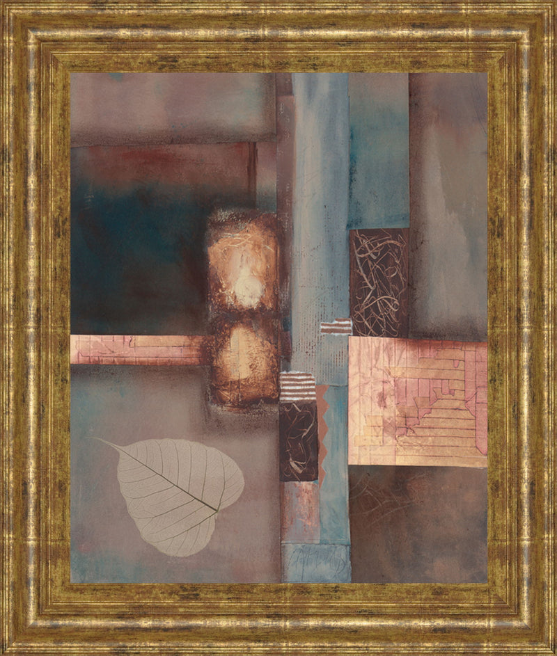 Fall I With Leaf By Laurie Fields - Framed Print Wall Art - Light Brown