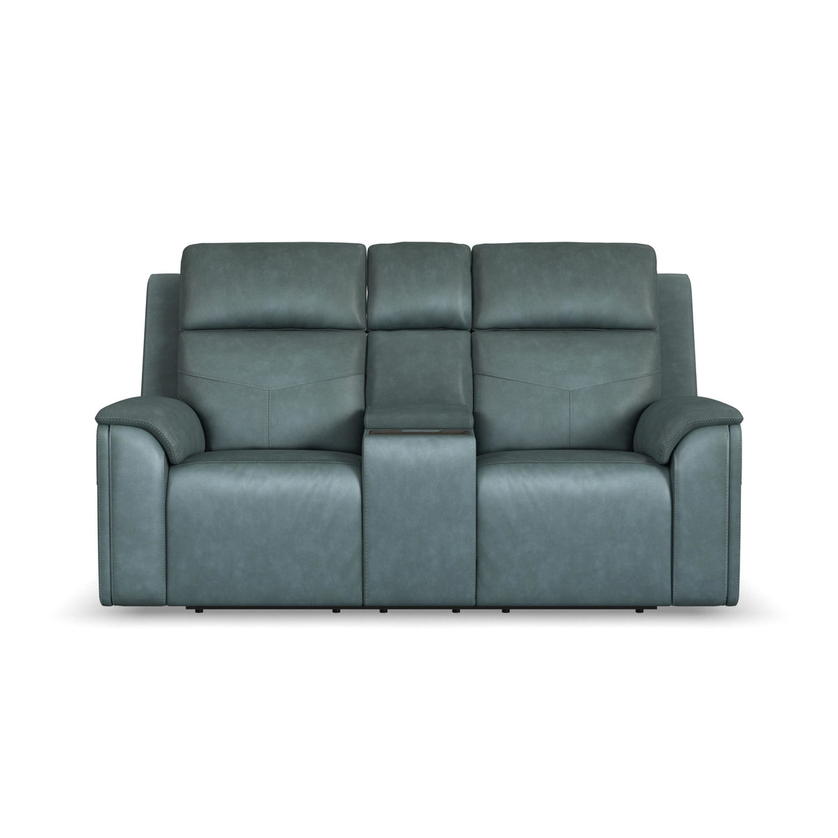 Flexsteel Vernon Power Reclining Loveseat with Console, Power Headrests, Lumbar, Heat & Massage