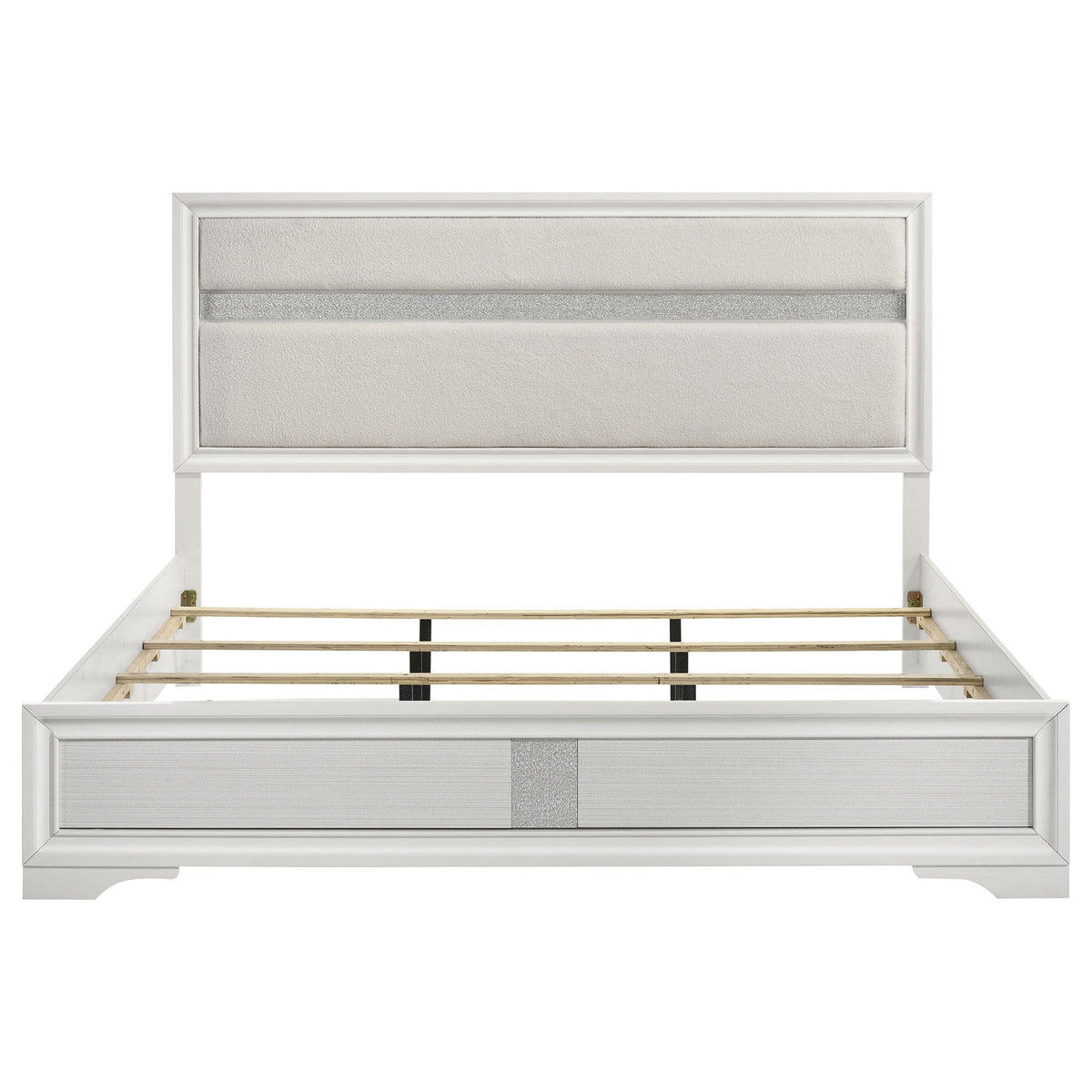 Miranda 54-inch Upholstered Eastern King Panel Bed White