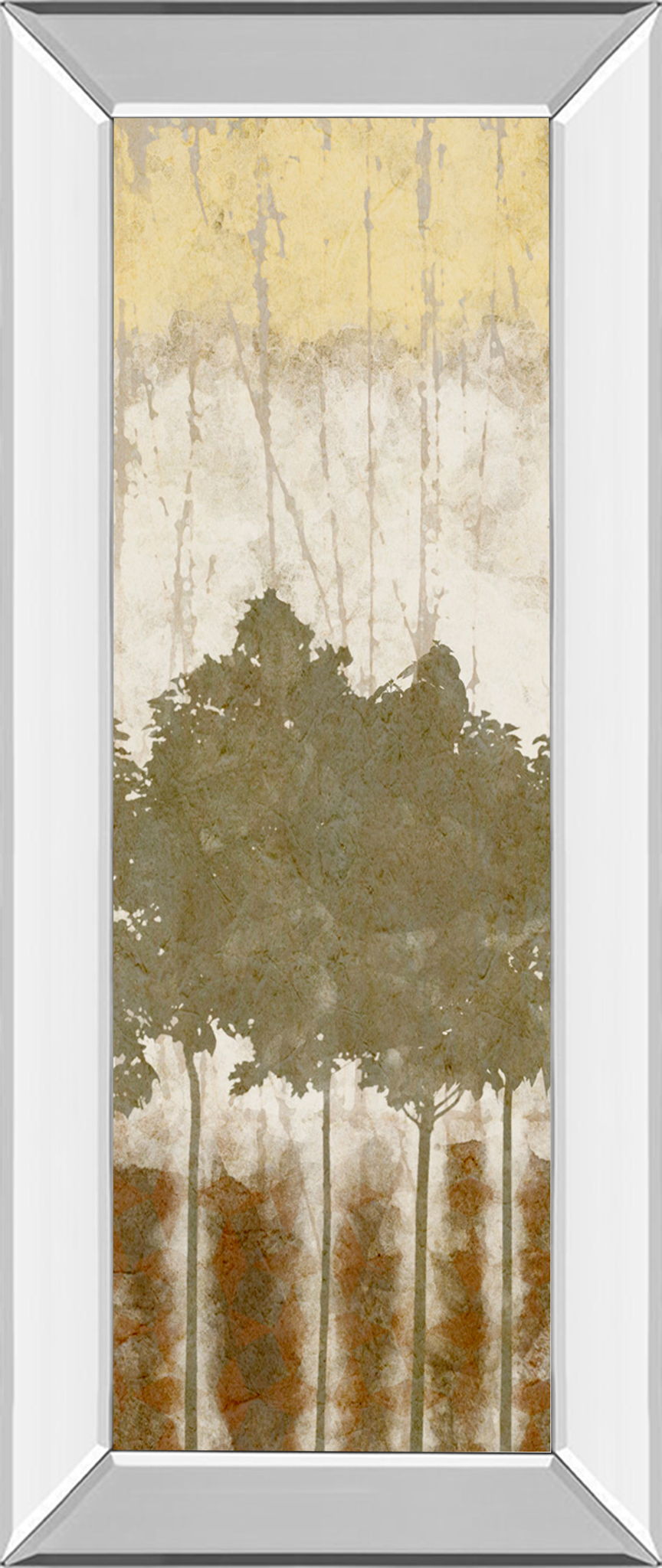 Nature's Quartet Il By Alonzo Saunders - Mirror Framed Print Wall Art - Light Brown
