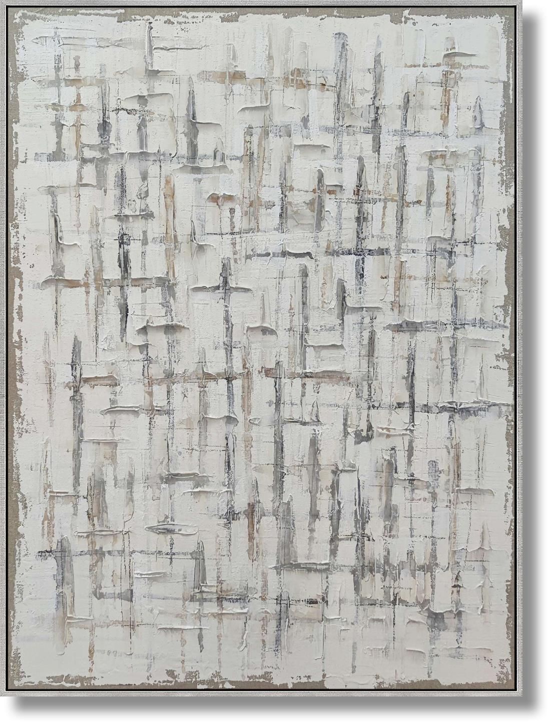 Frosted Crosshatch - 36" x 48" Framed Wall Art - Gray