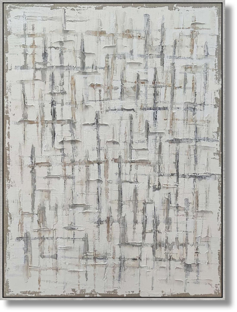 Frosted Crosshatch - 36" x 48" Framed Wall Art - Gray