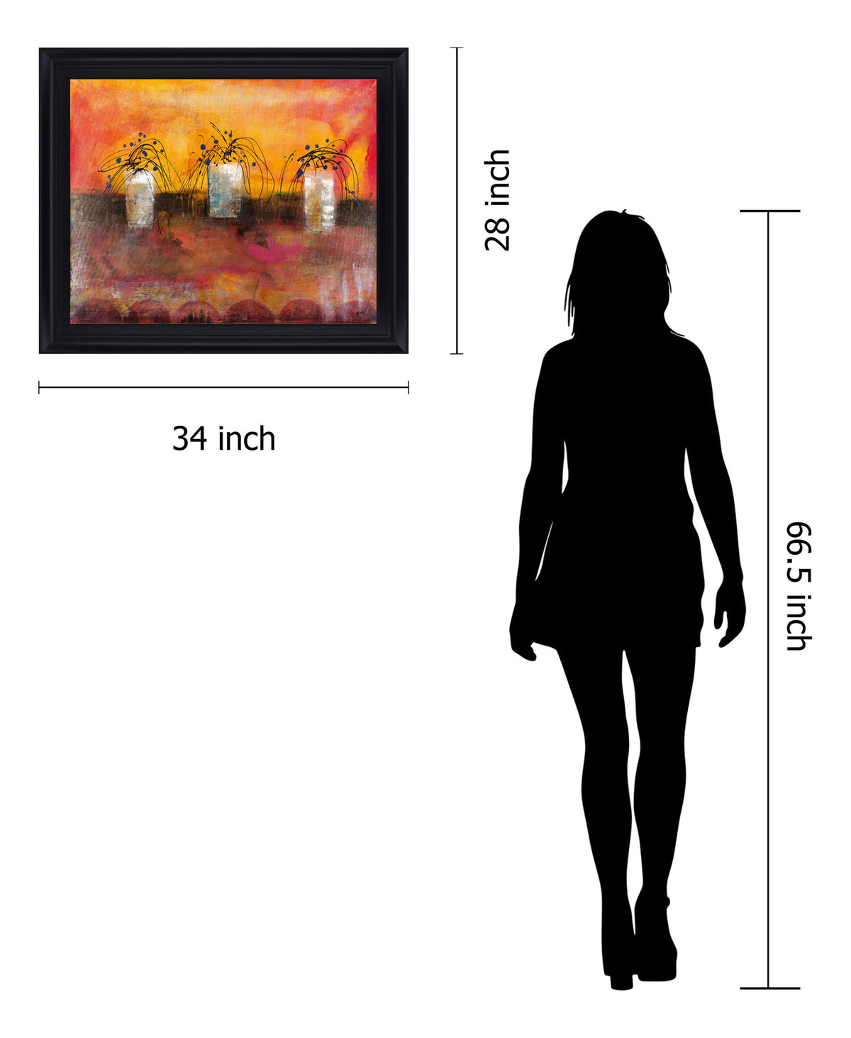 Sunlit Trio - 28" x 34" Framed Wall Art - Orange
