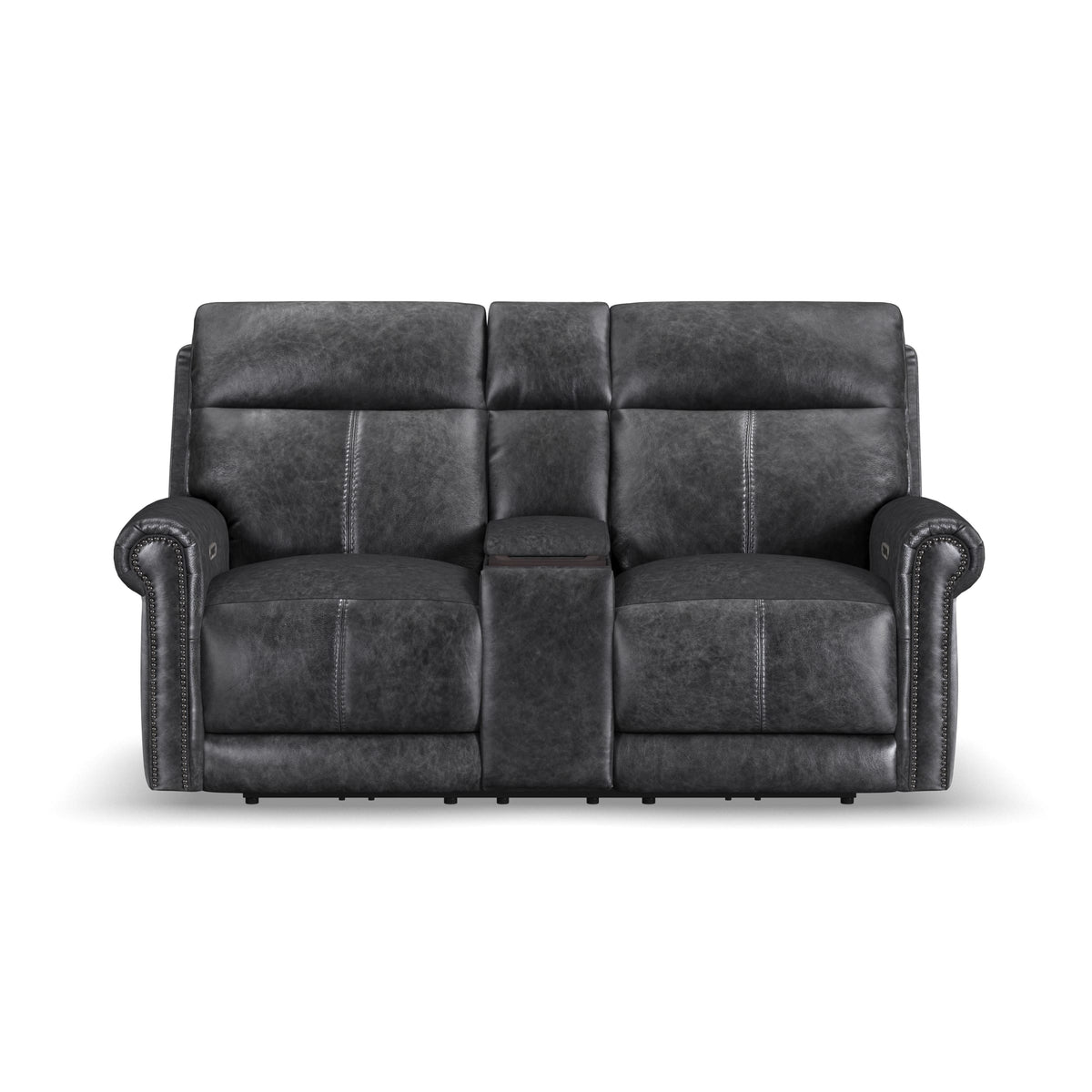 Flexsteel Alexander Power Reclining Loveseat with Console, Power Headrest & Lumbar