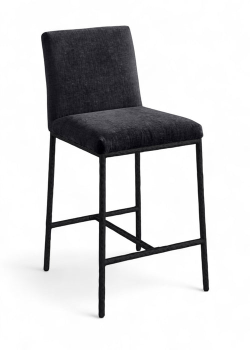 Reeves - Chenille Fabric Upholstered Counter Stool (Set of 2) - Black Base