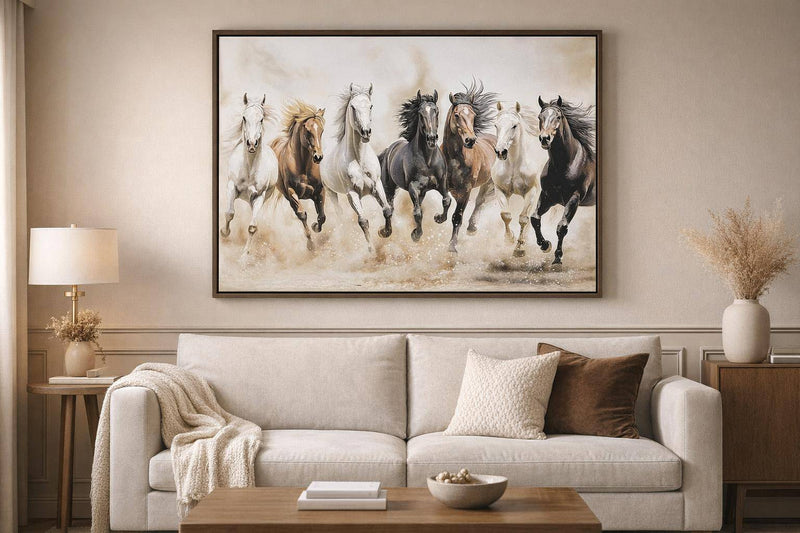 Thundering Herd Hand-Embellished Canvas In Frame - Brown / Bronze
