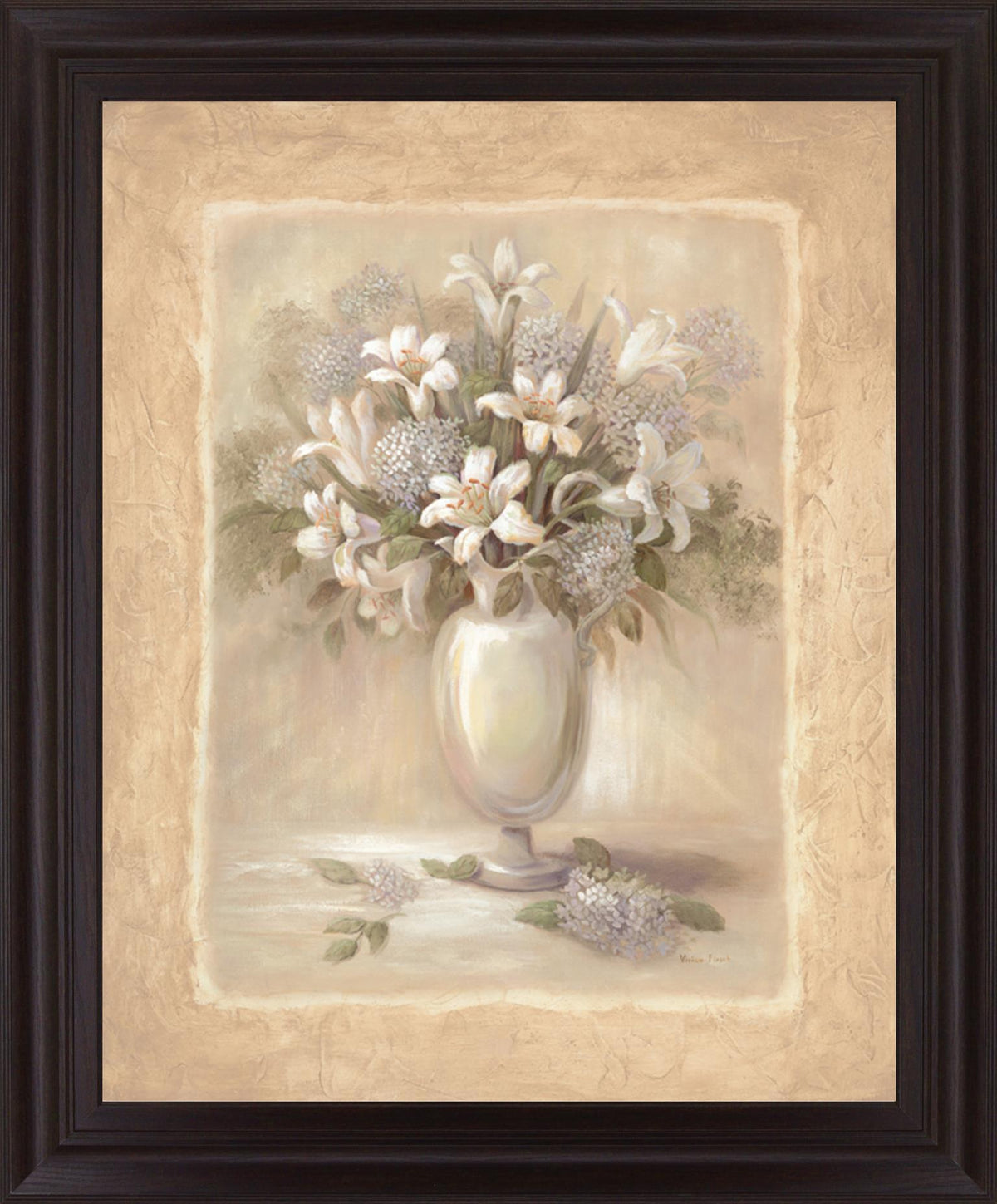 Ivory Blossom Vase - 28" x 34" Framed Wall Art - Beige