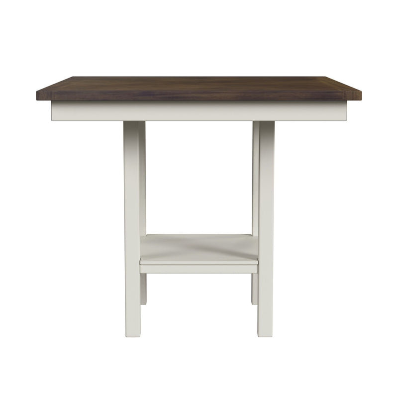Brooks - 5 Piece Counter Set With Table And 4 Upholstery Seat & Wood Back Chairs - Medium Brown & White