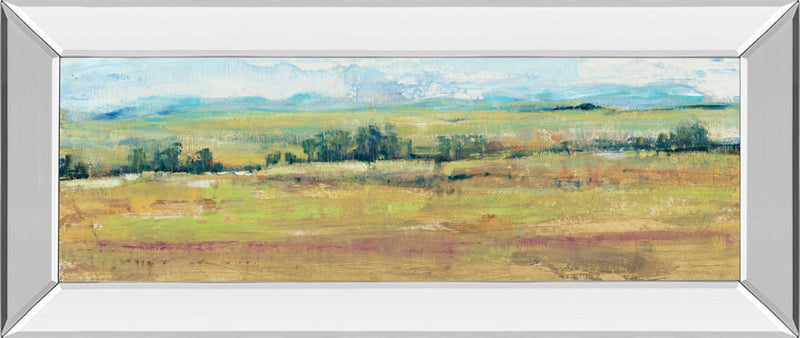 Distant Treeline Panel II By Tim Otoole - Mirror Framed Print Wall Art - Light Brown