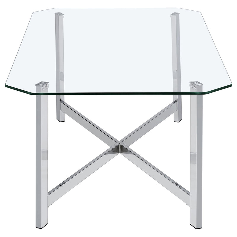 Cronin Rectangular Tempered Glass Top Cocktail Coffee Table Chrome
