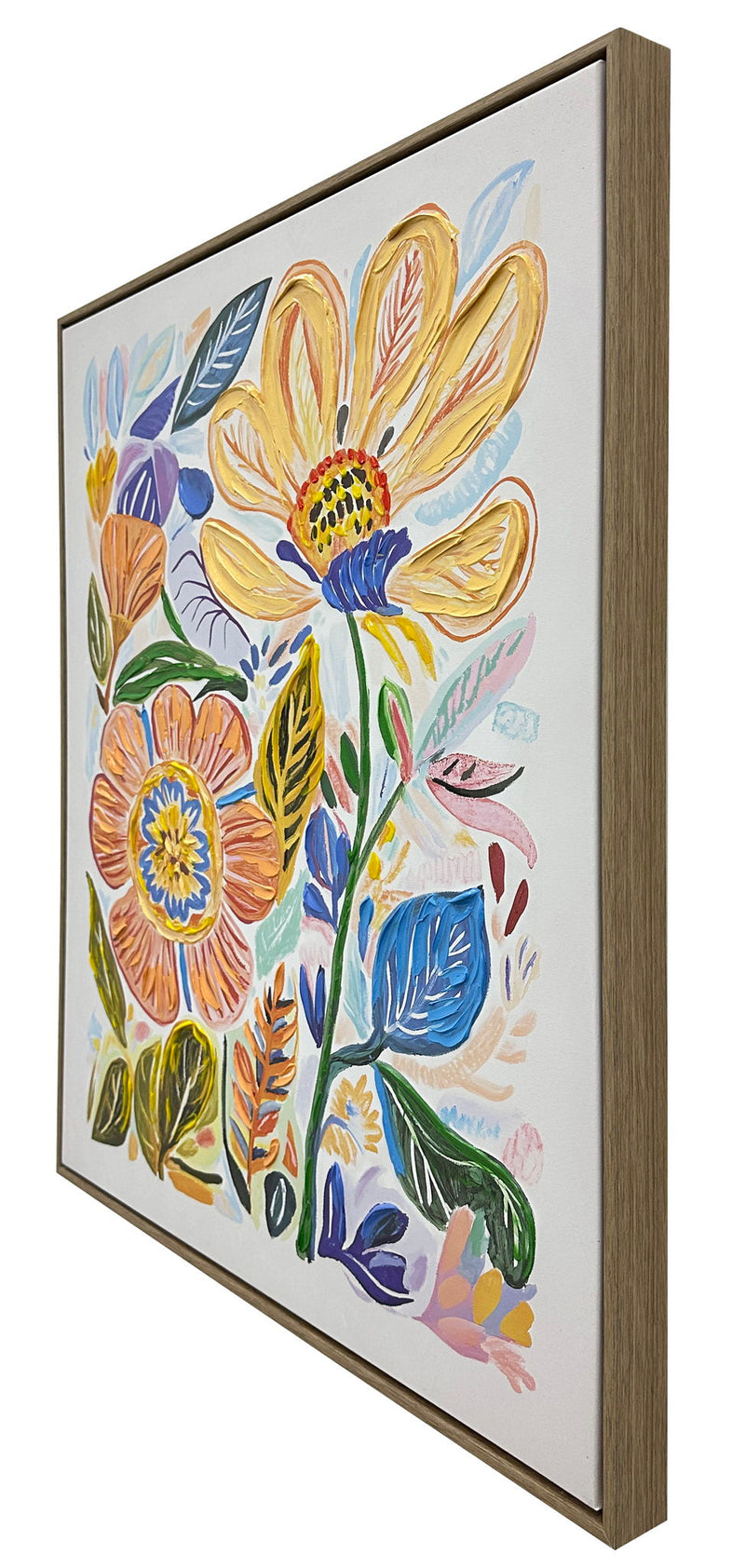 Petal Reverie I Hand-Embellished Canvas In Frame - Natural / Multicolor