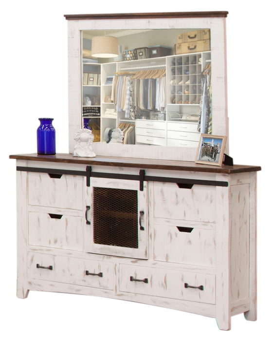 Pueblo White - Mirror - Antiqued White