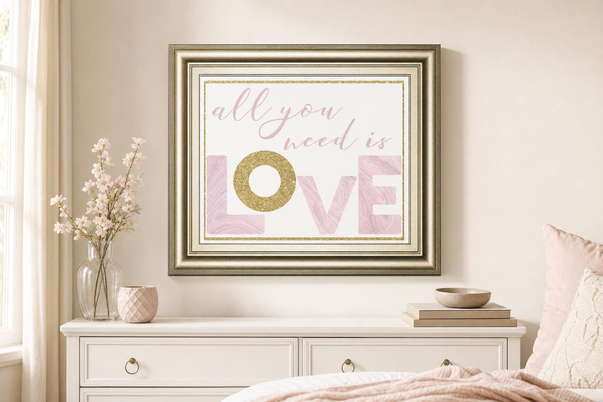 22x26 All You Need is Love By Amanda Murray - Pink