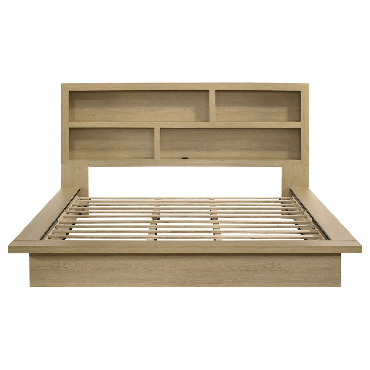 Hendricks California King Bookcase Headboard Platform Bed Light Oak