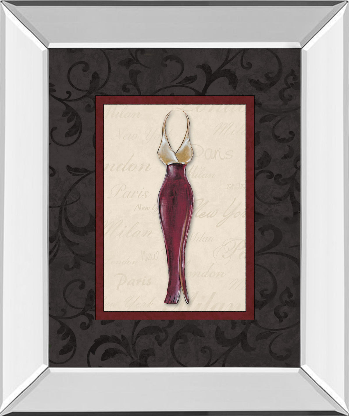 Fashion Dress Il By Susan Osbourne Mirror Framed Print Wall Art - Dark Gray