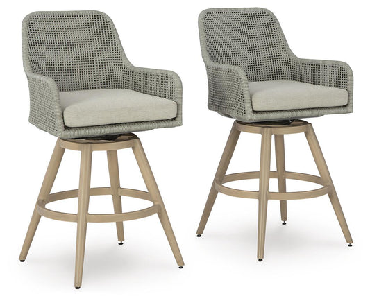 Seton Creek - Barstool With Cushion (Set of 2) - Beige / Gray