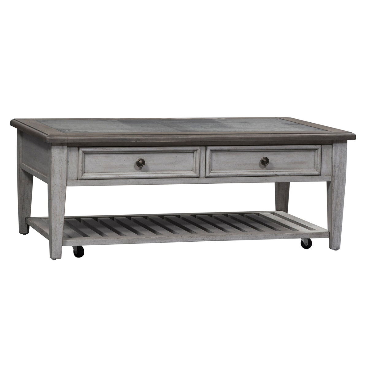 Heartland - 3 Piece Table Set - Antique White / Tobacco Tops