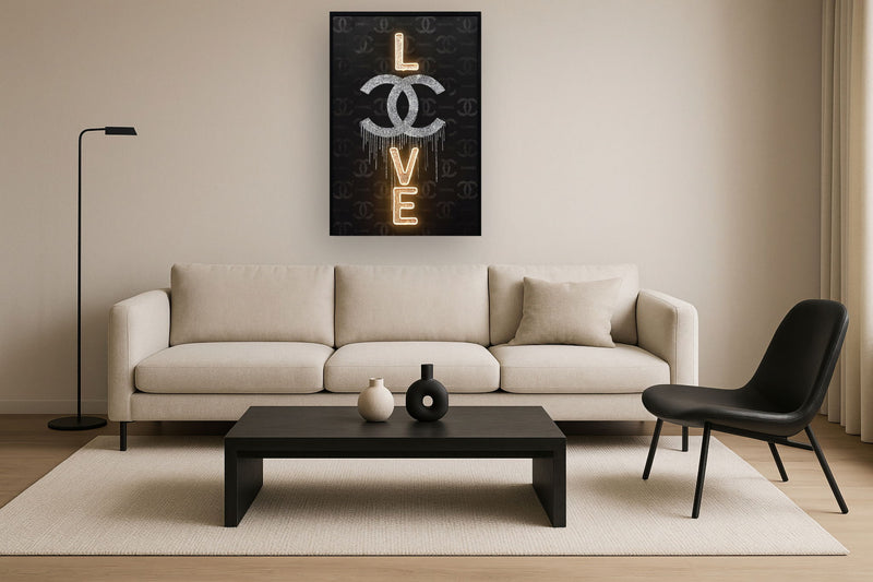 Glowing Urban Glam - 33" x 48" Framed Wall Art - Black