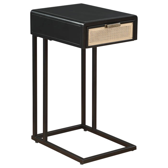 Amherst - 1-Drawer Radio Weave Cane Metal Side Table