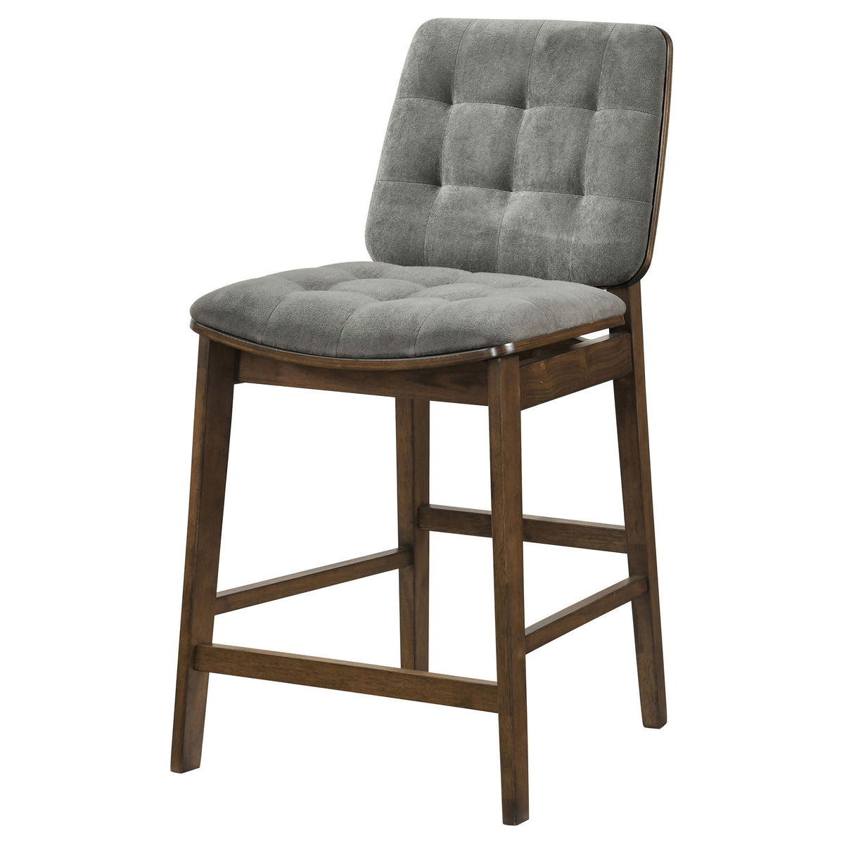 Redbridge Velvet Upholstered Counter Chair Grey and Walnut (Set of 2)