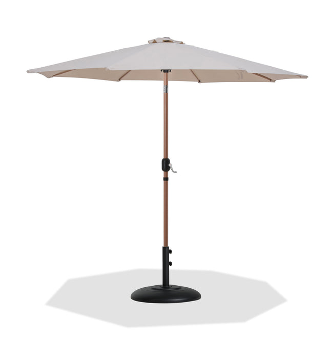 Fiji - Aluminum Patio Umbrella With Round Black And Teak Base