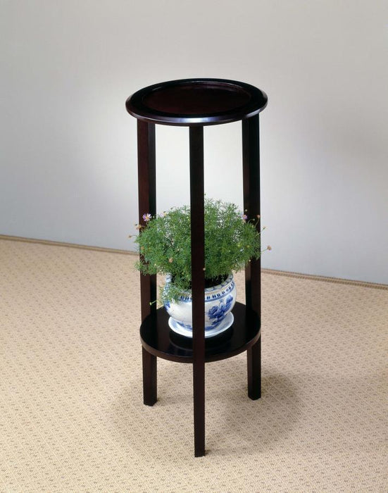 Kirk - Round Accent Table With Bottom Shelf - Espresso