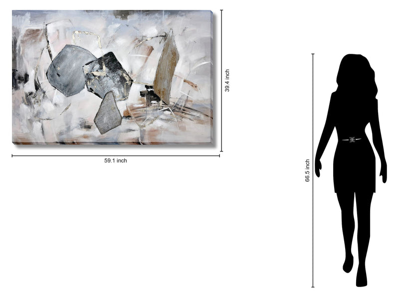 Onyx Drift - 39" x 59" Framed Wall Art - Gray