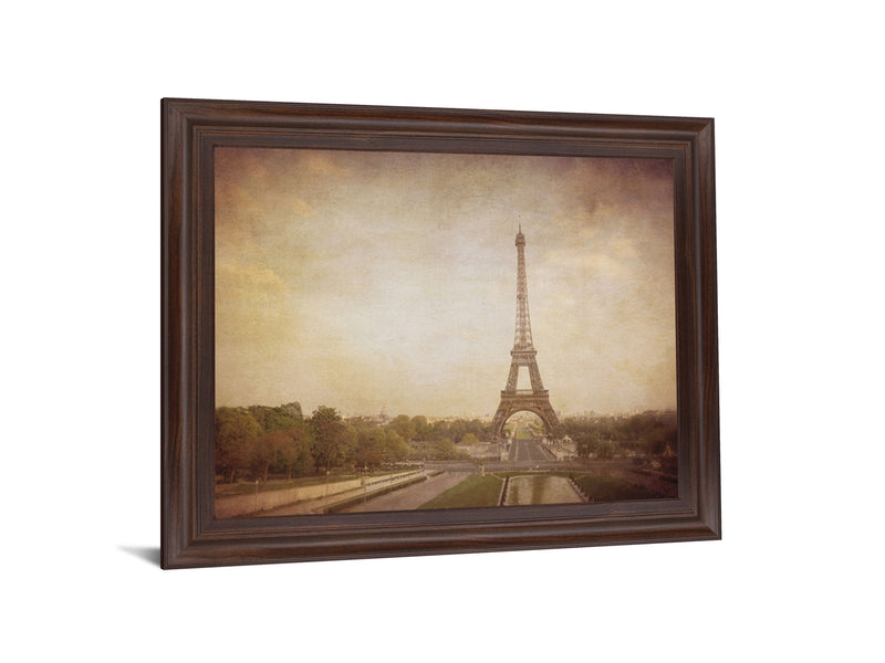 Sepia Eiffel View - 28" x 34" Framed Wall Art - Dark Brown