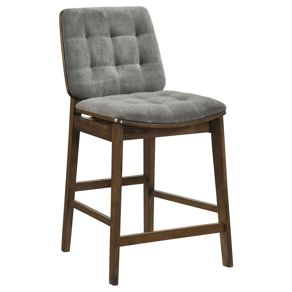 Redbridge Velvet Upholstered Counter Chair Grey and Walnut (Set of 2)