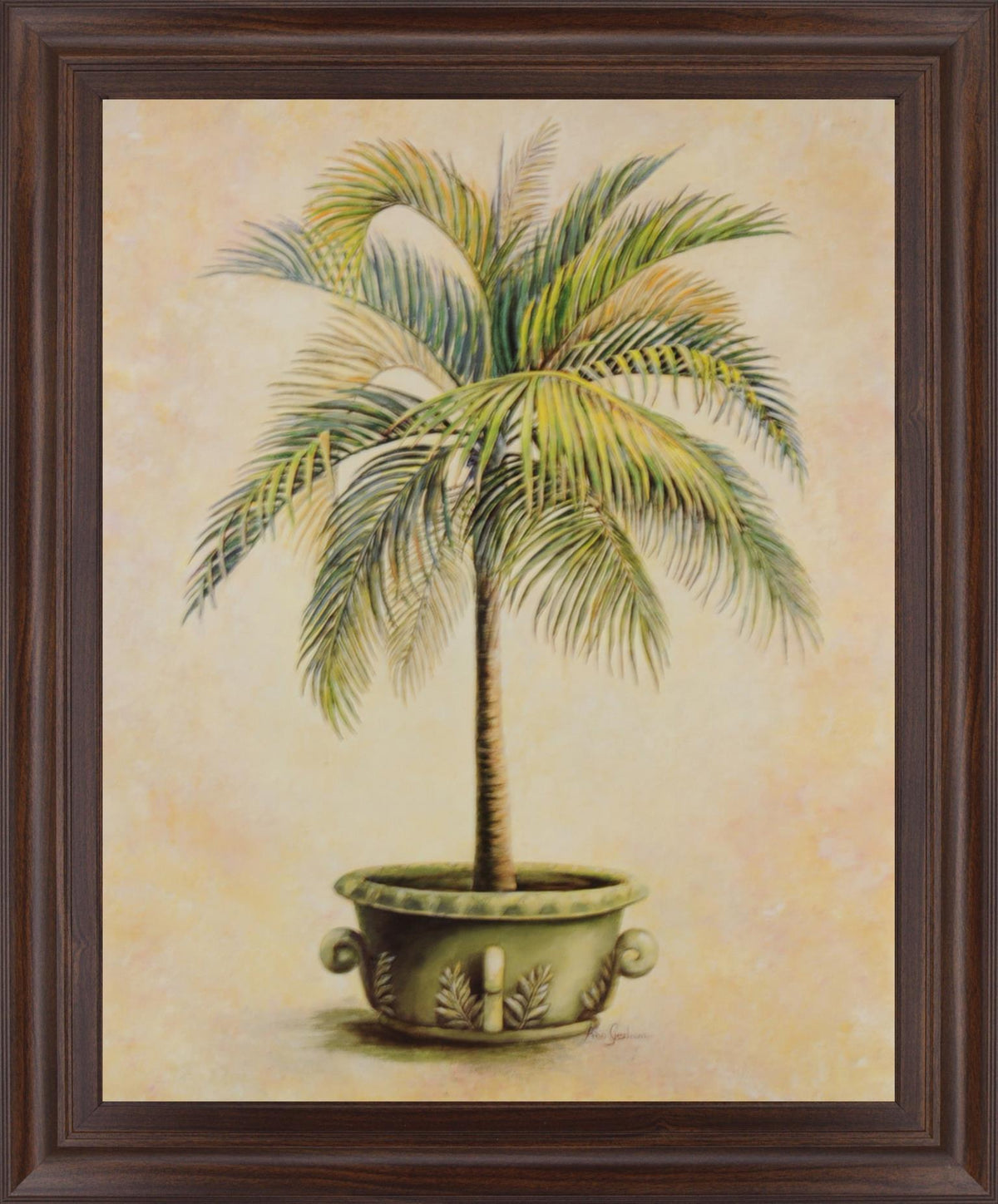 Verdant Palm Bliss - 28" x 34" Framed Wall Art - Beige
