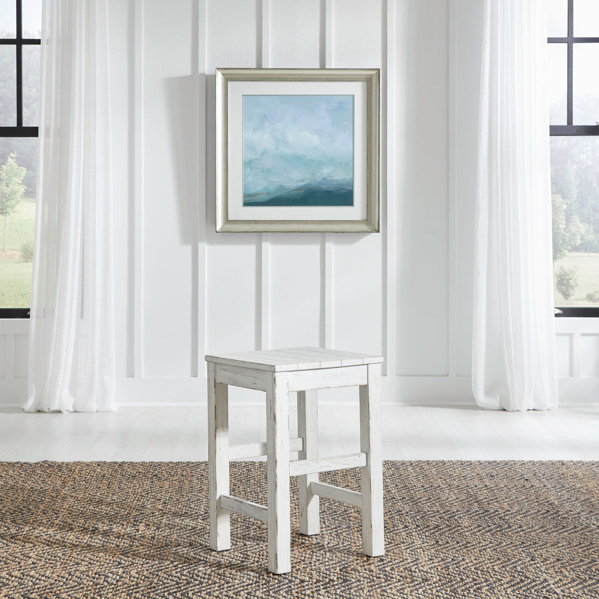 River Place - Console Stool - Riverstone White & Tobacco