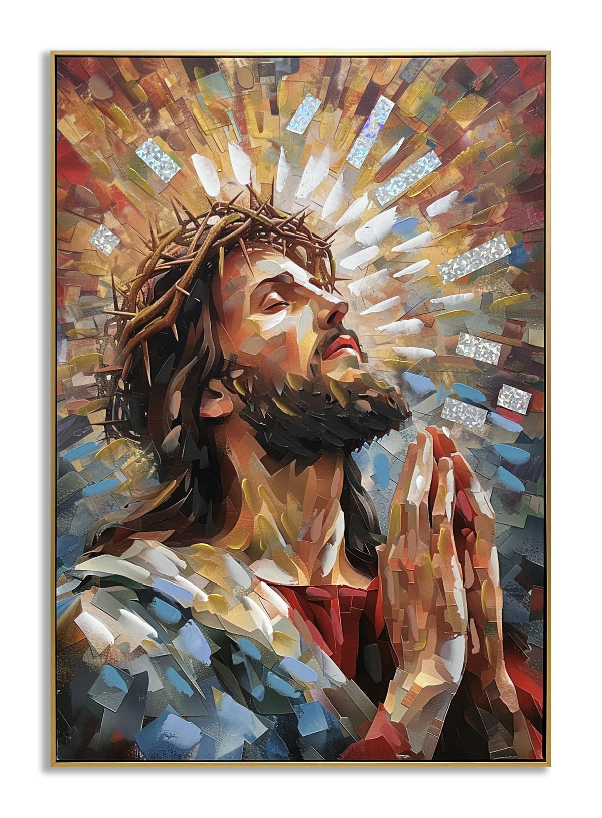 Radiant Prayer Reverence - 28" x 40" Framed Wall Art - Dark Brown